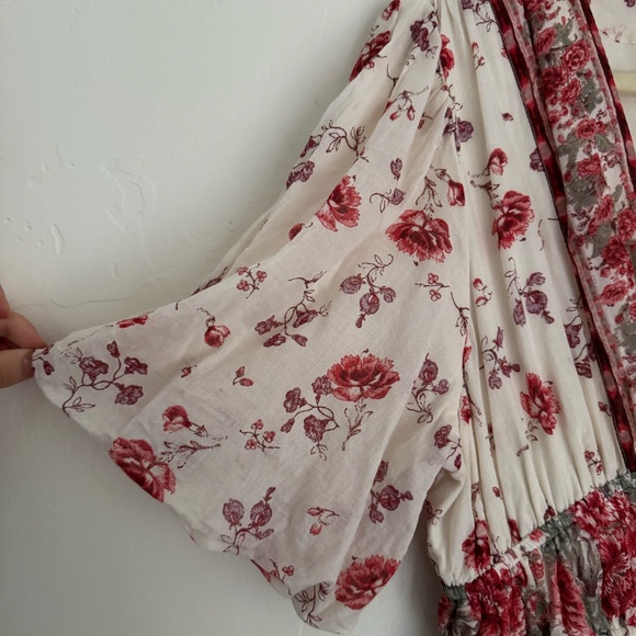 Free People Lysette Red Ivory Floral Maxi Dress - Picture 7 of 9
